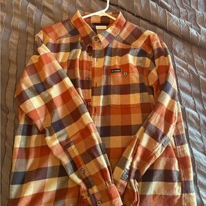 Columbia Men's Plaid Shirt - Orange, Yellow, Brown